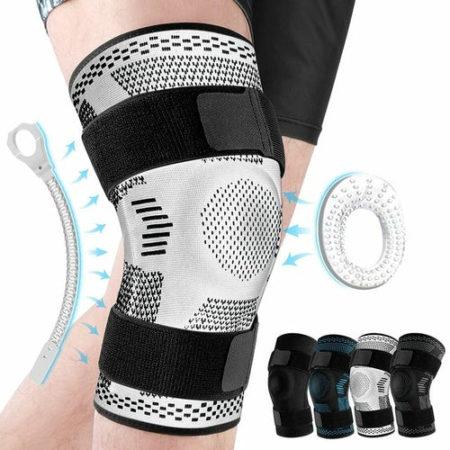 Knee Brace Support Compression Sleeve With Side Stabilizers And