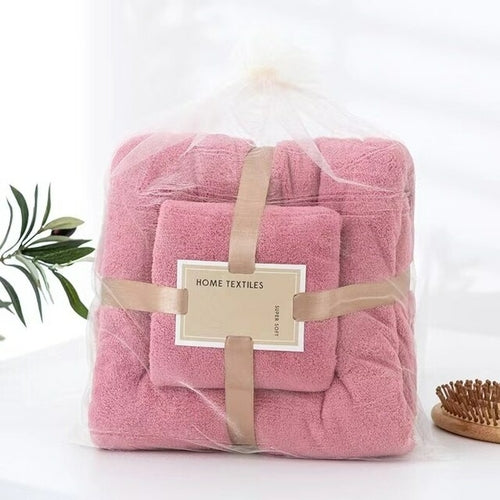 Microfiber Towel Set Coral Fleece Absorbent Hair Swimming Face Hand