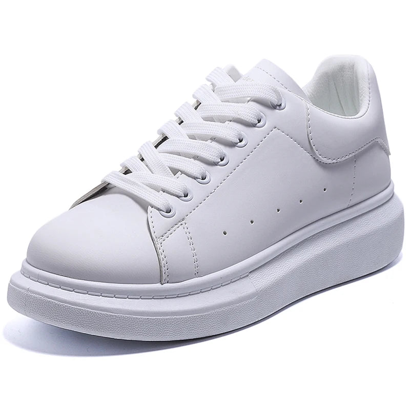 New PU Popular Low Top Tthick Sole Couple's Small White Shoes For