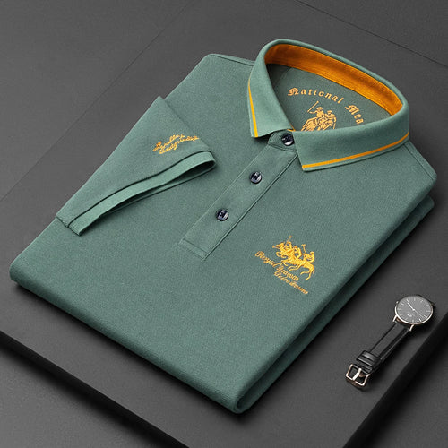 Men's Brand Embroidered Cotton Polo Shirt Men's High End Luxury Top