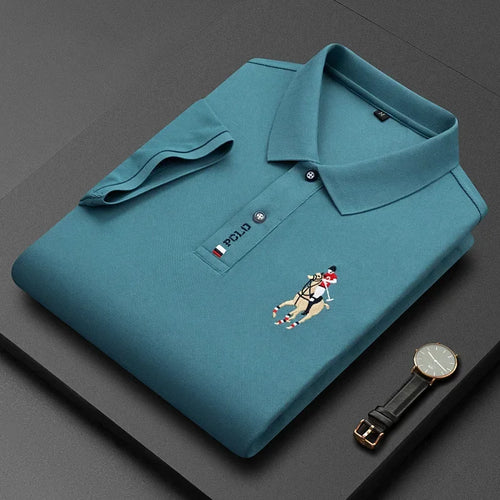 Men's Brand Embroidered Cotton Polo Shirt Men's High End Luxury Top