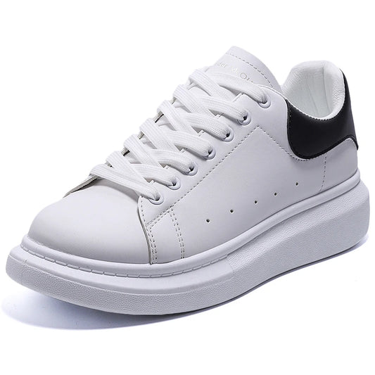 New PU Popular Low Top Tthick Sole Couple's Small White Shoes For