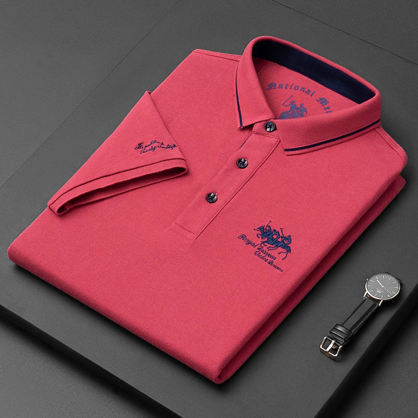 Men's Brand Embroidered Cotton Polo Shirt Men's High End Luxury Top