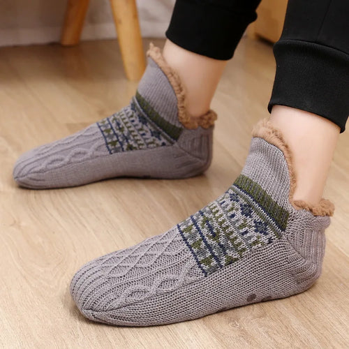 Winter Indoor Home Slippers Socks Men's Floor Socks Knitted Adult Plus