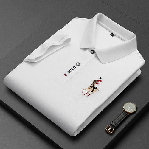 Men's Brand Embroidered Cotton Polo Shirt Men's High End Luxury Top