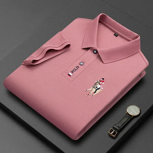 Men's Brand Embroidered Cotton Polo Shirt Men's High End Luxury Top