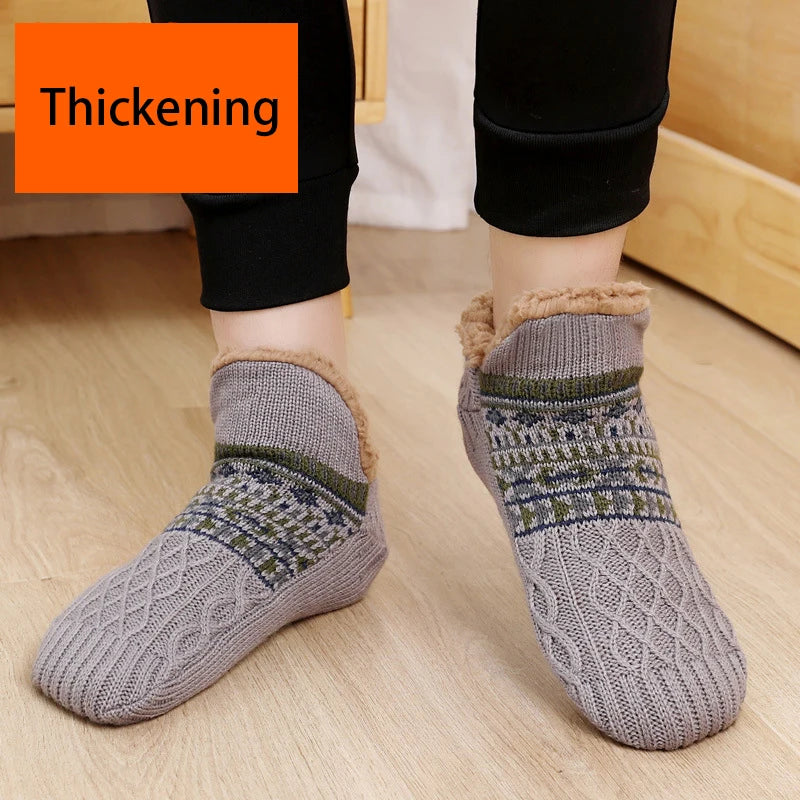 Winter Indoor Home Slippers Socks Men's Floor Socks Knitted Adult Plus