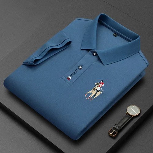 Men's Brand Embroidered Cotton Polo Shirt Men's High End Luxury Top