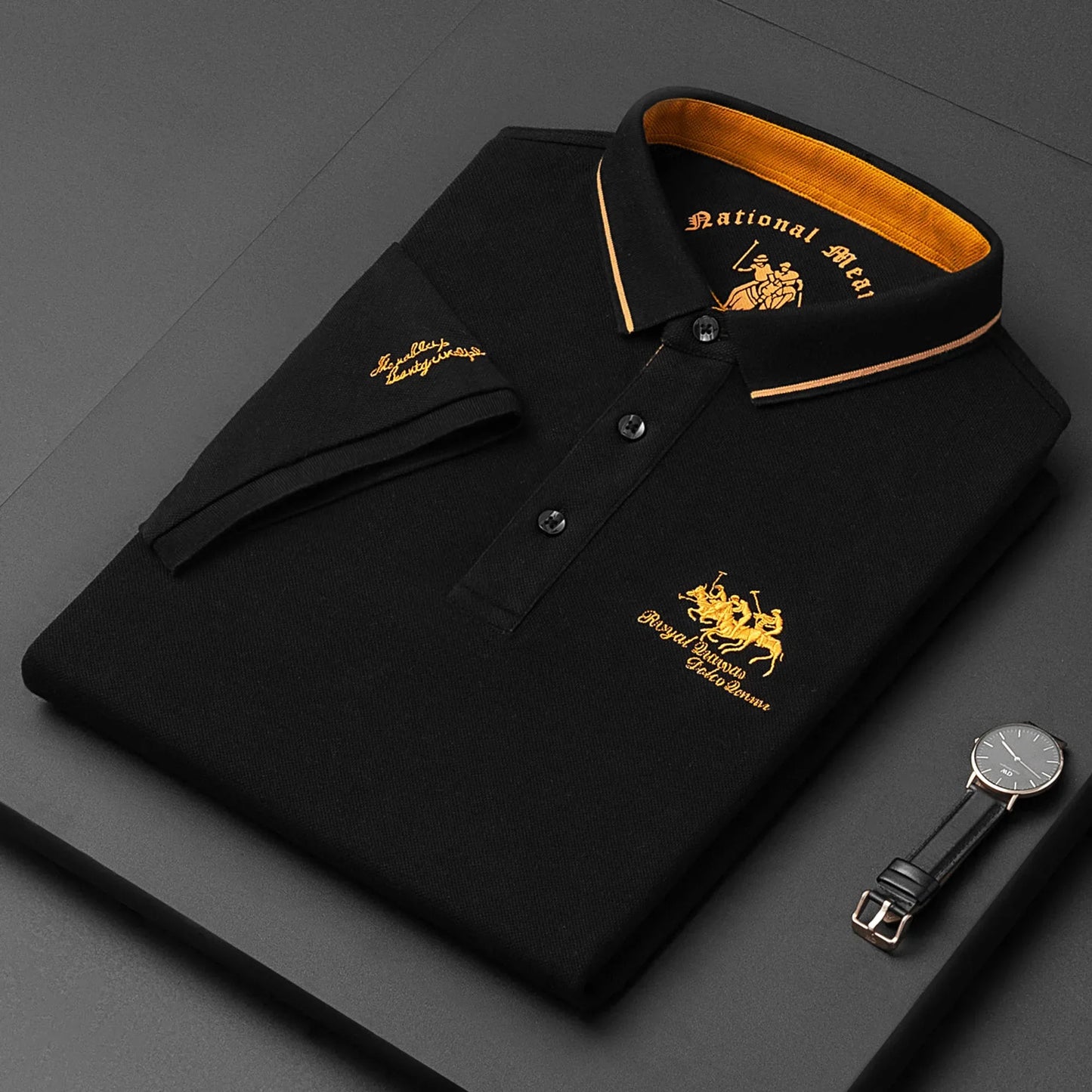 Men's Brand Embroidered Cotton Polo Shirt Men's High End Luxury Top