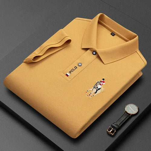 Men's Brand Embroidered Cotton Polo Shirt Men's High End Luxury Top