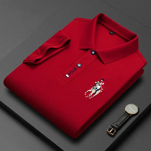 Men's Brand Embroidered Cotton Polo Shirt Men's High End Luxury Top