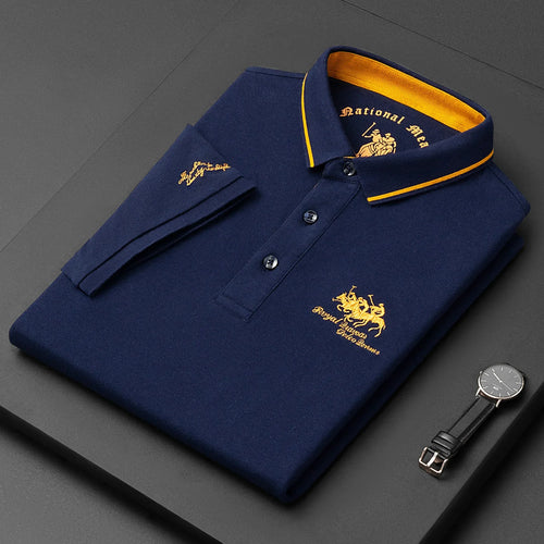 Men's Brand Embroidered Cotton Polo Shirt Men's High End Luxury Top