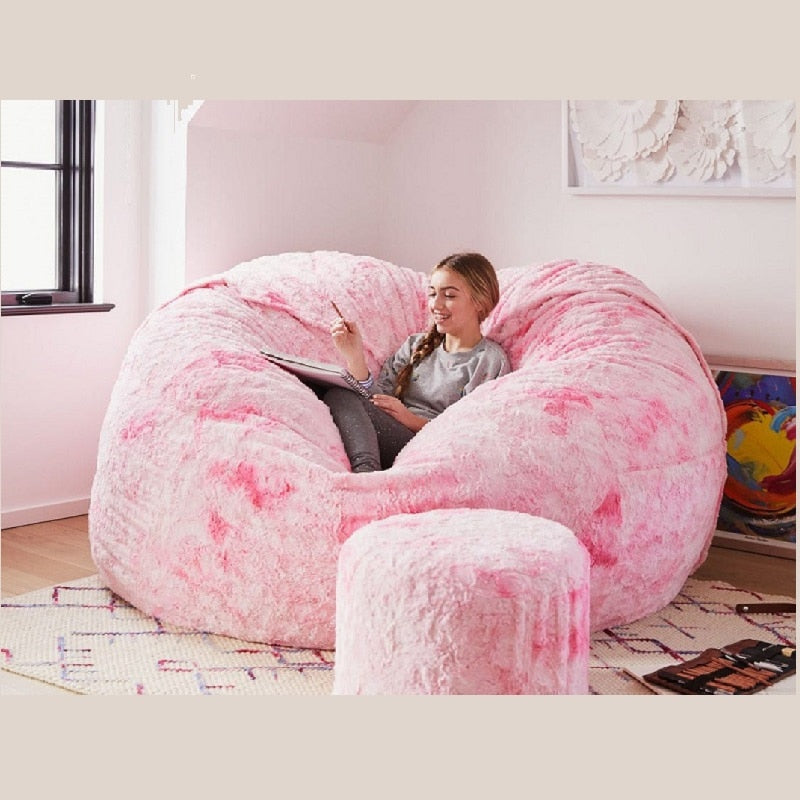 Soft Warm 7FT 183*90cm Fur Giant Removable Washable Bean Bag Bed Cover