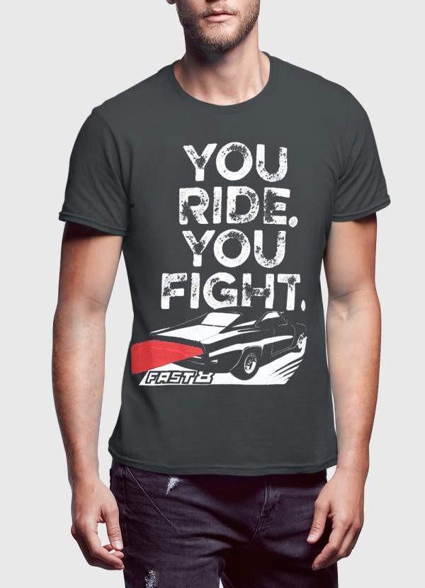 YOU RIDE YOU FIGHT Half Sleeves Black & Charcoal Tshirt